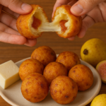Croquetas de plátano maduro rellenas de queso mozarella y dulce de guayaba