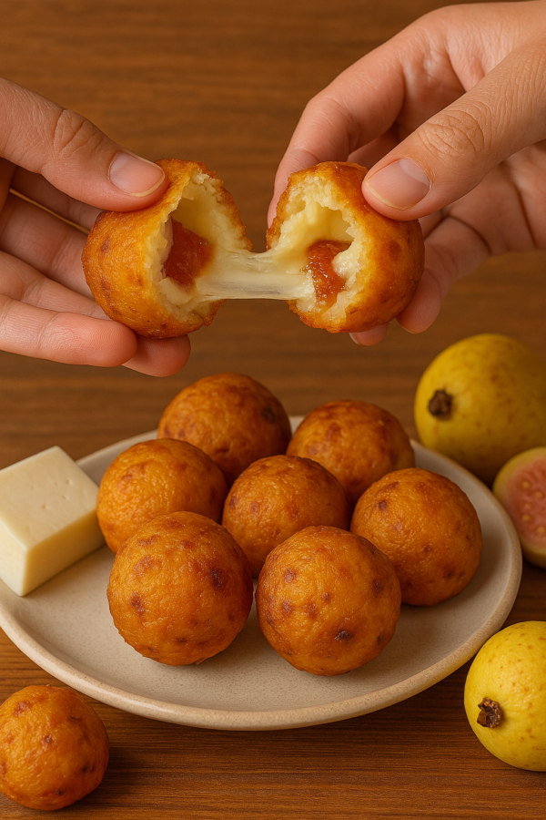 Croquetas de plátano maduro rellenas de queso mozarella y dulce de guayaba